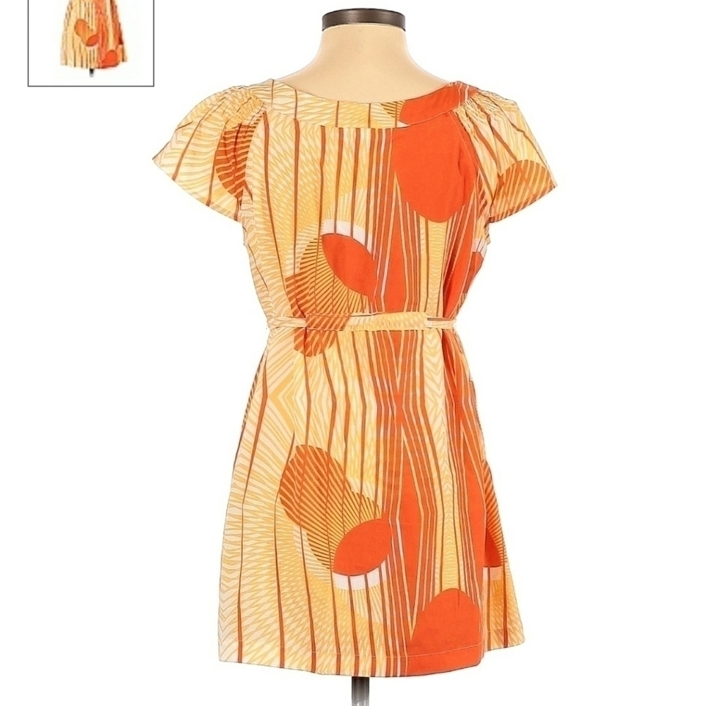 Liz Lange Maternity Dress Small S Orange Tie Waist Short Flutter Sleeve Cute EUC - Picture 2 of 5